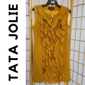 NWT TaTa Jolie Wool Blend Ruffle Front Dress Sz L